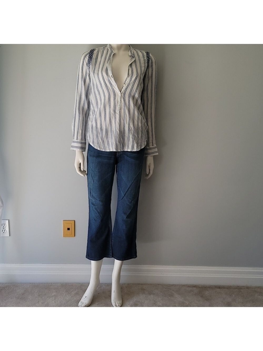 BRAND NEW! Zara Basic Collection Striped Colar Shirt Size XS - Picture 11 of 15